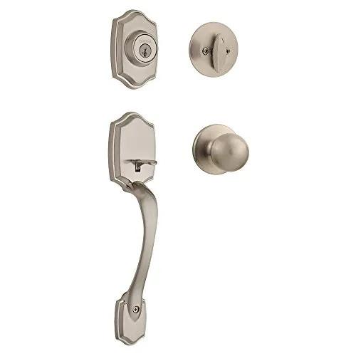 صورة مقبض باب أمامي Kwikset Belleview نيكل مصقول