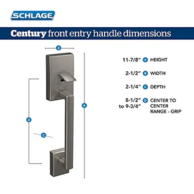 Thumbnail 2 of مقـبض باب دخول Schlage Century Latitude أسود مطفي