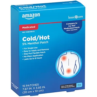 لاصقات المنثول الحارة والباردة من Amazon Basic Care، عدد 15