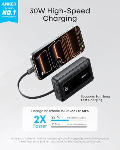 Thumbnail 2 of شاحن أنكر متنقل 10000mAh 30W أسود