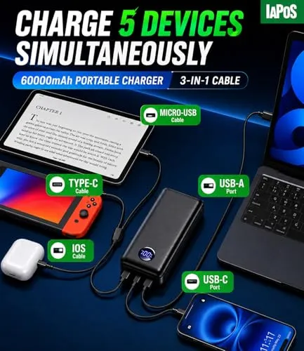 Thumbnail 4 of بنك الطاقة IAPOS P1 Pro 60000mAh كربون